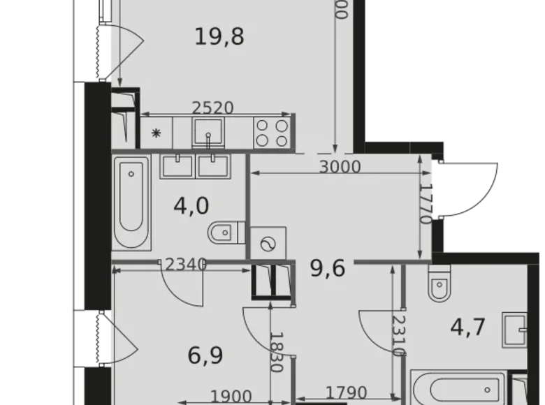 Квартира 2 комнаты 72 м² район Ростокино, Россия