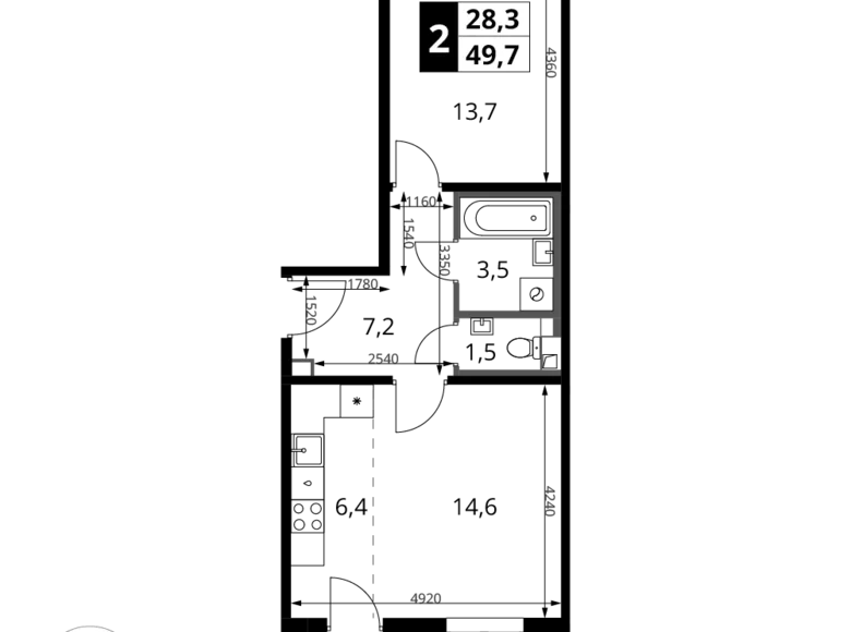 Wohnung 2 zimmer 50 m² Chimki, Russland