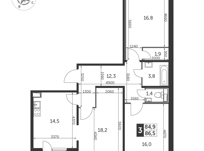 Mieszkanie 3 pokoi 87 m² Lubiercy, Rosja