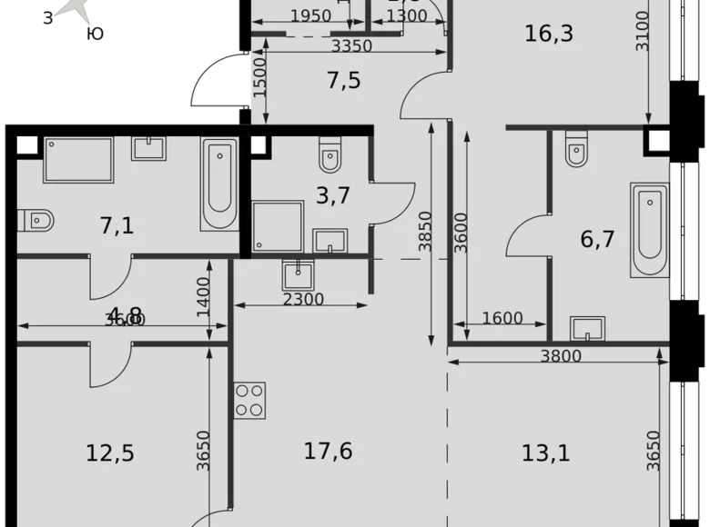 Apartamento 3 habitaciones 94 m² North-Western Administrative Okrug, Rusia