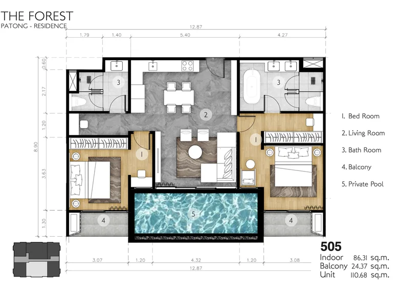 Apartamento 2 habitaciones 110 m² Phuket, Tailandia