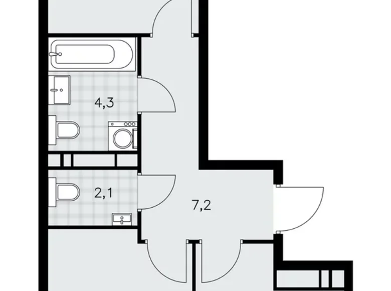 2 room apartment 51 m² poselenie Sosenskoe, Russia