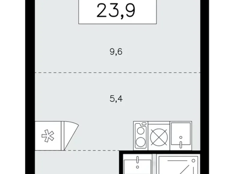 Apartamento 1 habitación 24 m² poselenie Sosenskoe, Rusia