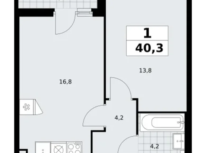 Mieszkanie 1 pokój 40 m² poselenie Sosenskoe, Rosja