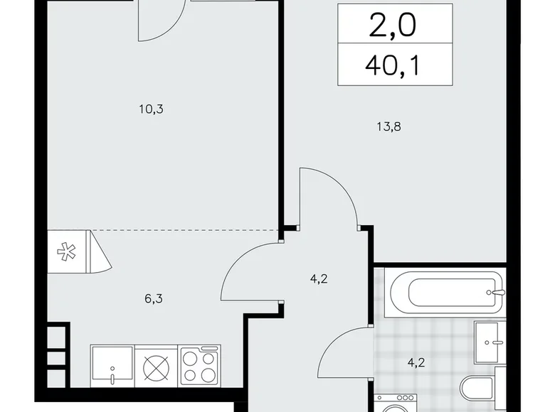 Wohnung 2 Zimmer 40 m² poselenie Sosenskoe, Russland