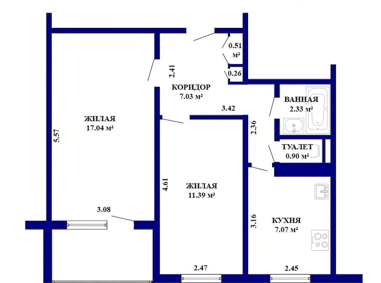 Mieszkanie 2 pokoi 49 m² Mińsk, Białoruś