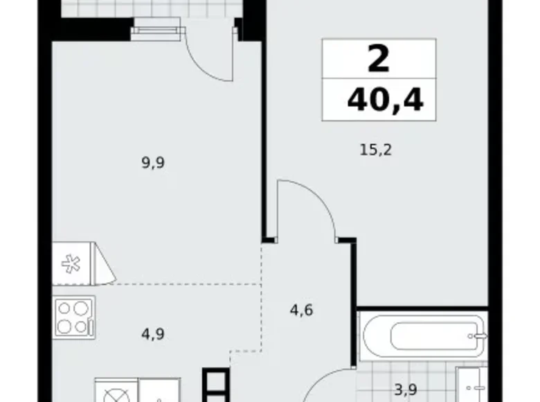 Apartamento 2 habitaciones 40 m² Moscú, Rusia