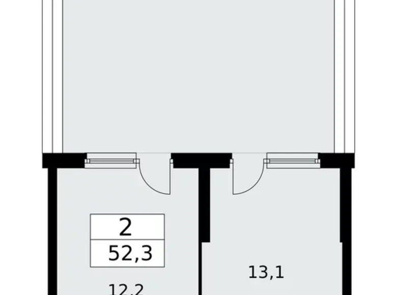 2 room apartment 52 m² poselenie Sosenskoe, Russia