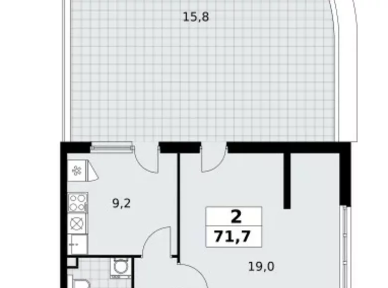 2 room apartment 72 m² Moscow, Russia
