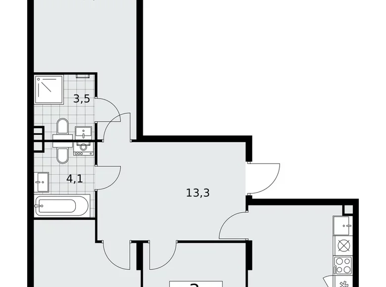 Mieszkanie 3 pokoi 75 m² poselenie Desenovskoe, Rosja