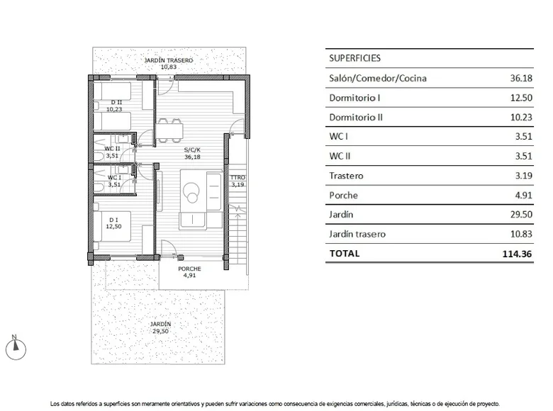 Бунгало 3 комнаты 66 м² Сан-Мигель-де-Салинас, Испания