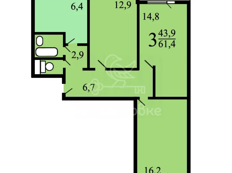 3 room apartment 62 m² Central Federal District, Russia