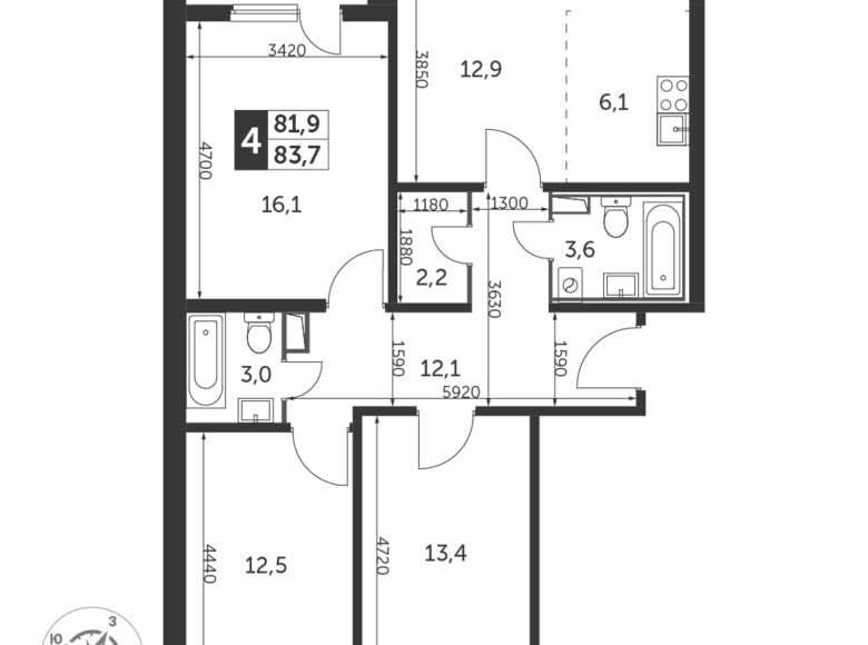 Appartement 4 chambres 84 m² Nekrasovka District, Fédération de Russie