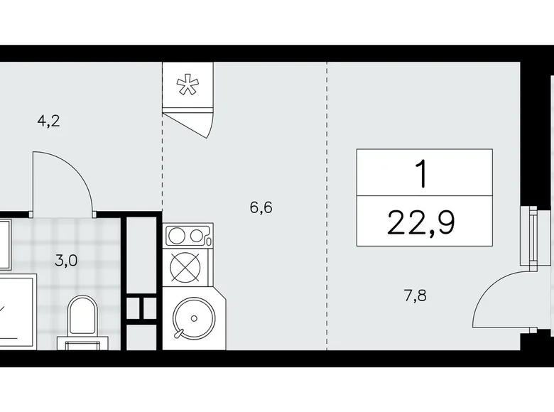 Mieszkanie 1 pokój 23 m² Moskwa, Rosja