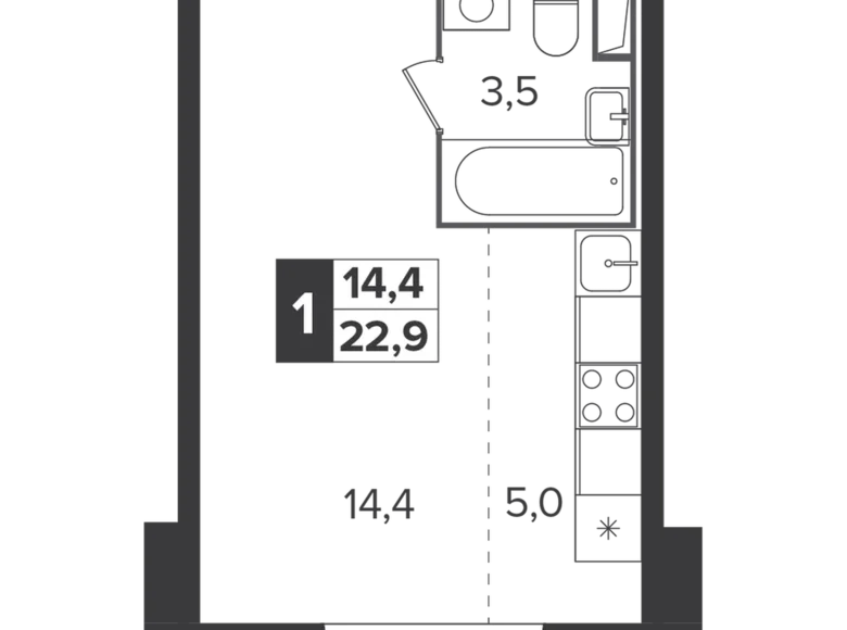 Estudio 1 habitación 23 m² Leninsky District, Rusia