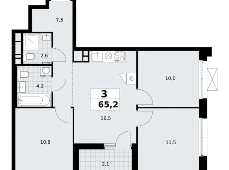 Mieszkanie 3 pokoi 65 m² poselenie Sosenskoe, Rosja