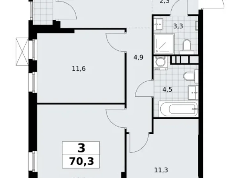 Квартира 3 комнаты 70 м² Юго-Западный административный округ, Россия