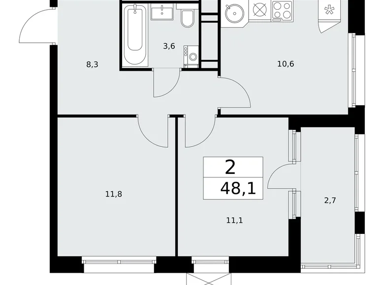 Apartamento 2 habitaciones 48 m² Moscú, Rusia