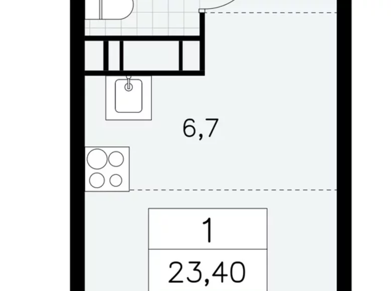 Apartamento 1 habitación 23 m² Moscú, Rusia
