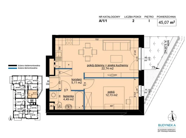 Apartamento 2 habitaciones 45 m² Poznan, Polonia