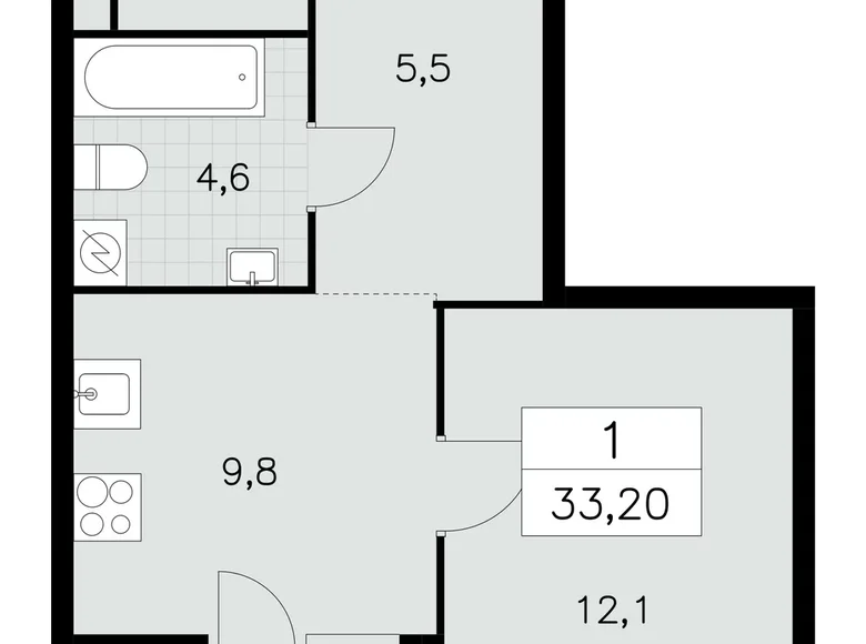 Mieszkanie 1 pokój 33 m² South-Western Administrative Okrug, Rosja