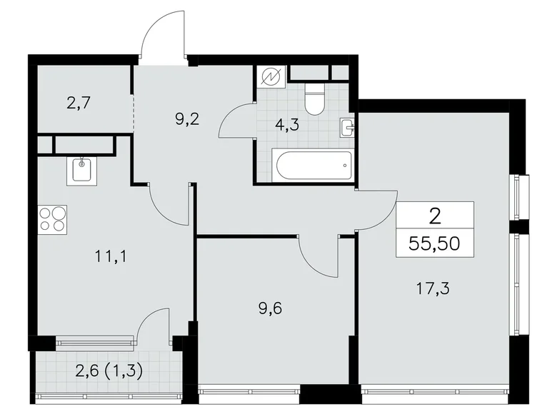 Appartement 2 chambres 56 m² South-Western Administrative Okrug, Fédération de Russie