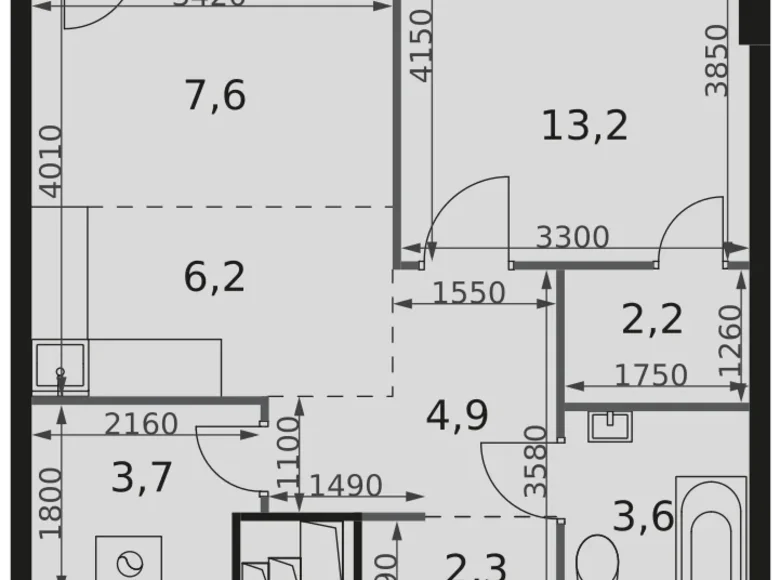 Mieszkanie 2 pokoi 46 m² Moskwa, Rosja