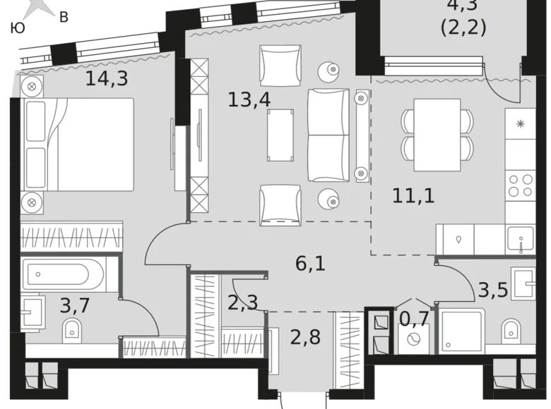 Appartement 2 chambres 60 m² Moscou, Fédération de Russie