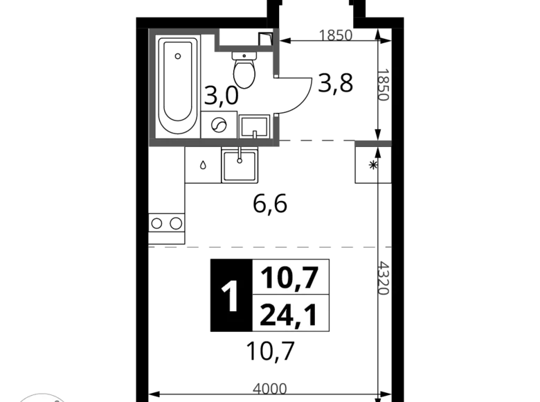 Estudio 1 habitación 24 m² Sapronovo, Rusia