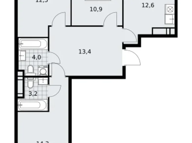 Mieszkanie 3 pokoi 72 m² poselenie Sosenskoe, Rosja