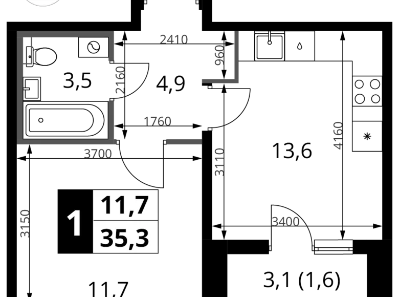 Appartement 1 chambre 35 m² Khimki, Fédération de Russie