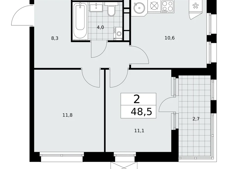 Wohnung 2 zimmer 49 m² Moskau, Russland