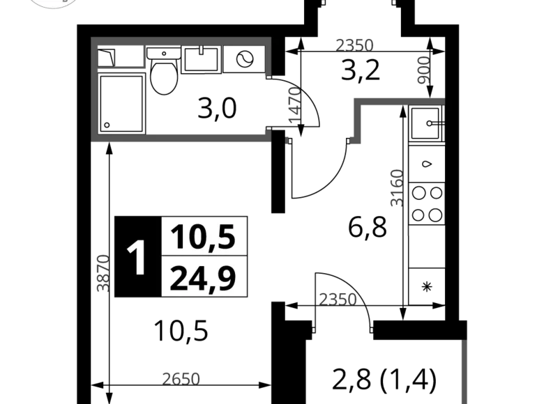 Kawalerka 1 pokój 25 m² rejon leniński, Rosja