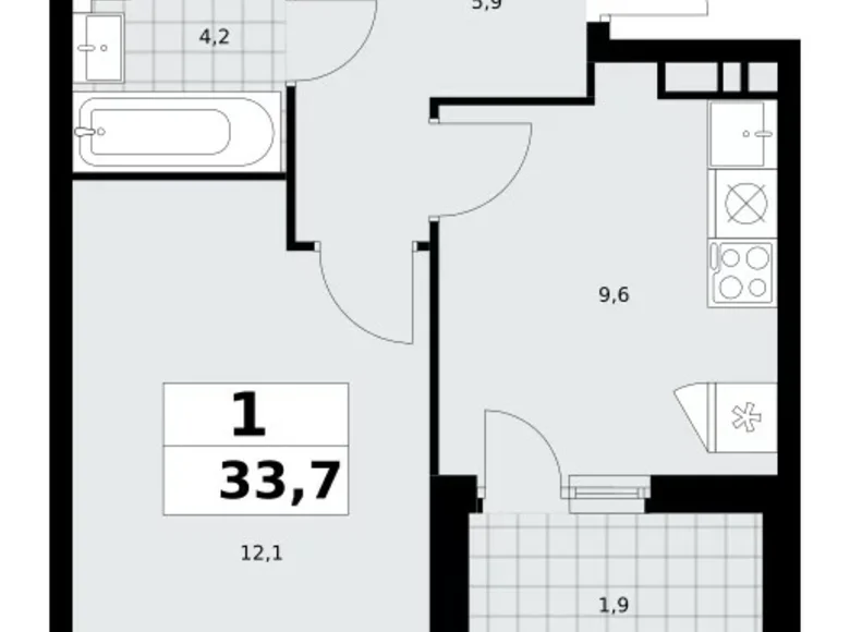 Appartement 1 chambre 34 m² Moscou, Fédération de Russie