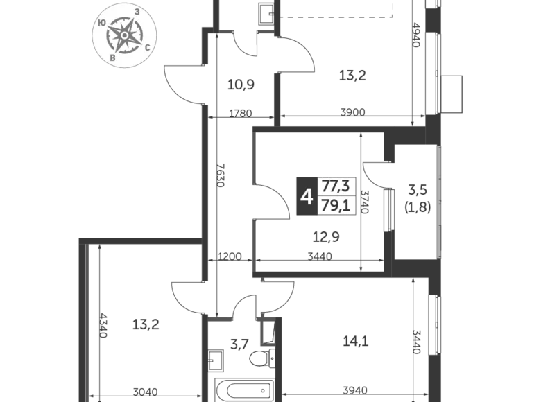 Appartement 4 chambres 79 m² Lioubertsy, Fédération de Russie