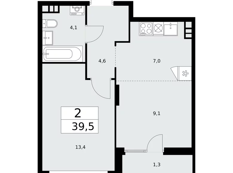 Apartamento 2 habitaciones 40 m² poselenie Desenovskoe, Rusia