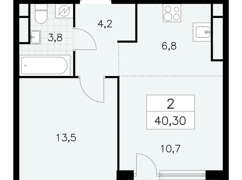 Wohnung 2 Zimmer 40 m² Südwestlicher Verwaltungsbezirk, Russland