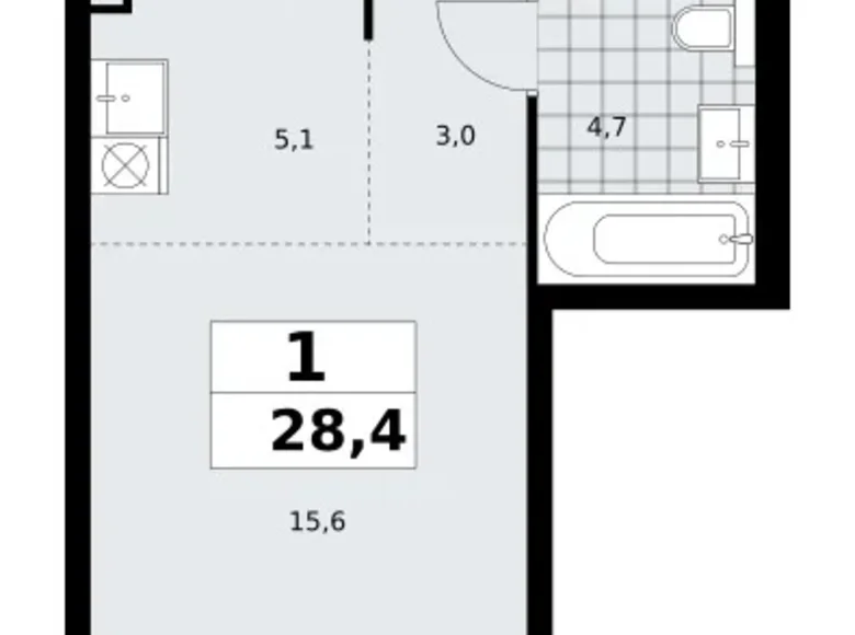 Mieszkanie 1 pokój 28 m² poselenie Sosenskoe, Rosja