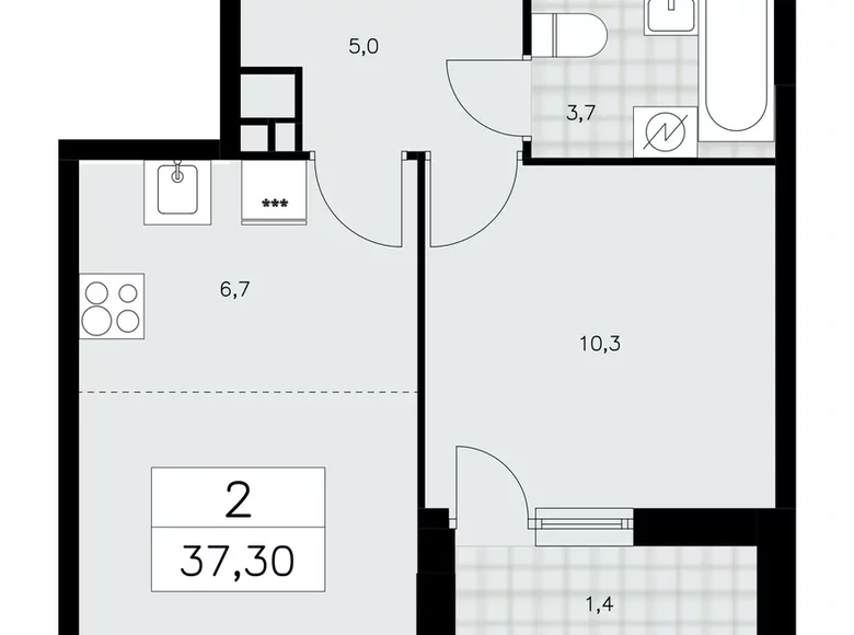 Apartamento 2 habitaciones 37 m² Moscú, Rusia