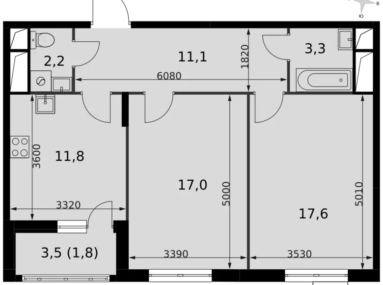 Apartamento 2 habitaciones 65 m² Razvilka, Rusia