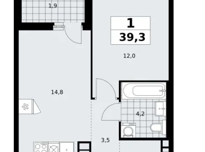 Wohnung 1 zimmer 39 m² poselenie Sosenskoe, Russland