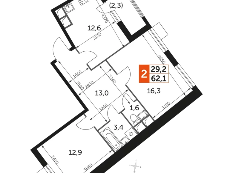 Appartement 2 chambres 62 m² Razvilka, Fédération de Russie