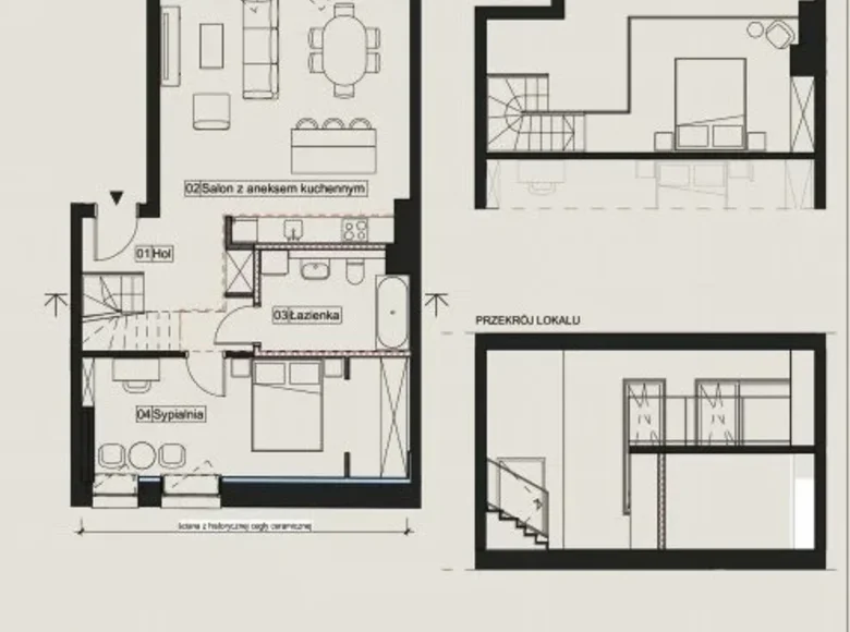 Wohnungen auf mehreren Ebenen 2 Zimmer 83 m² Danzig, Polen