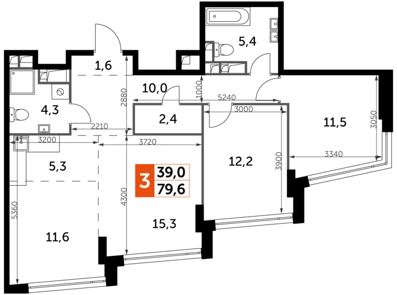 Квартира 3 комнаты 80 м² Москва, Россия