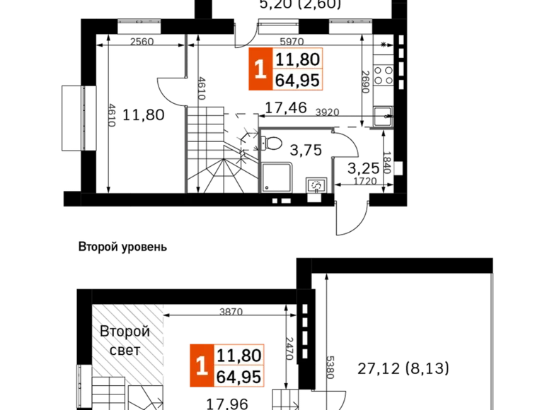 Mieszkanie 1 pokój 65 m² Odincovskiy gorodskoy okrug, Rosja