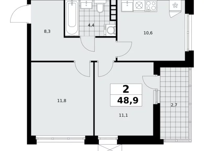 Apartamento 2 habitaciones 49 m² Moscú, Rusia