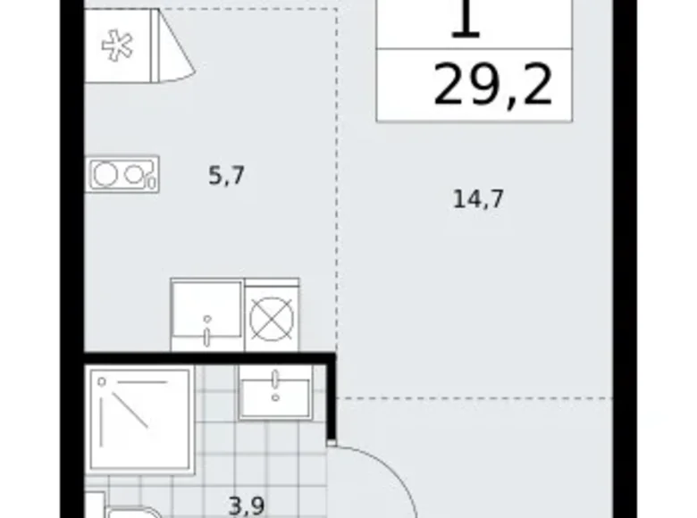 Wohnung 1 zimmer 29 m² Troizk, Russland