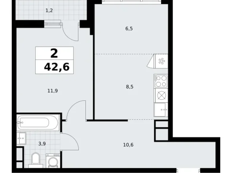 Wohnung 2 zimmer 43 m² Postnikovo, Russland