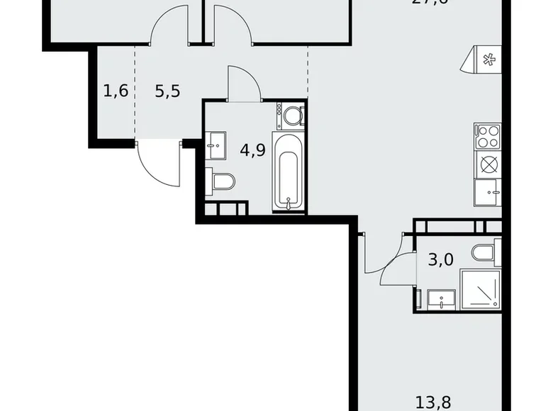 3 room apartment 81 m² Moscow, Russia