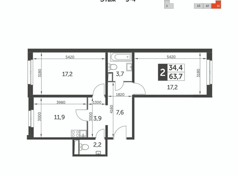 Apartamento 2 habitaciones 65 m² South-Western Administrative Okrug, Rusia